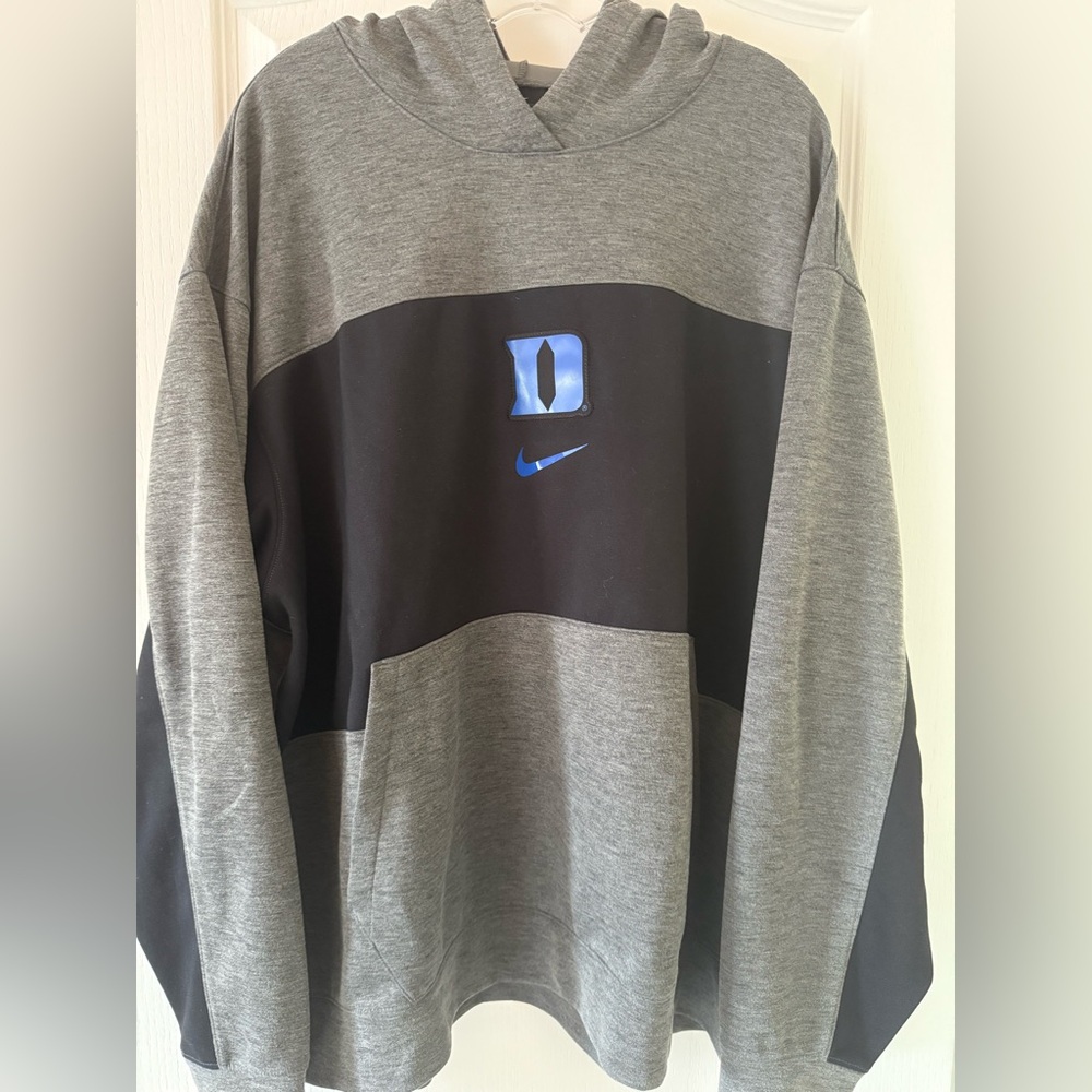 Duke Nike Gray and Black Sweatshirt with Color-Block Design